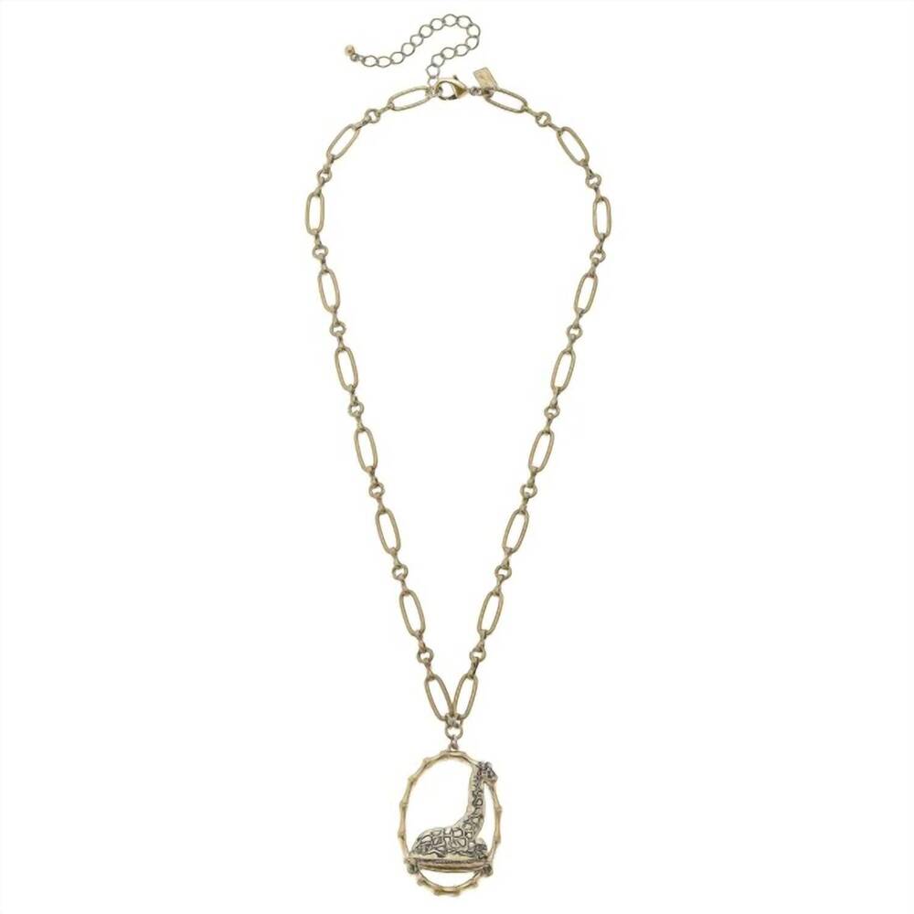 NEW CANVAS STYLE women's giraffe pendant chain link necklace in gold